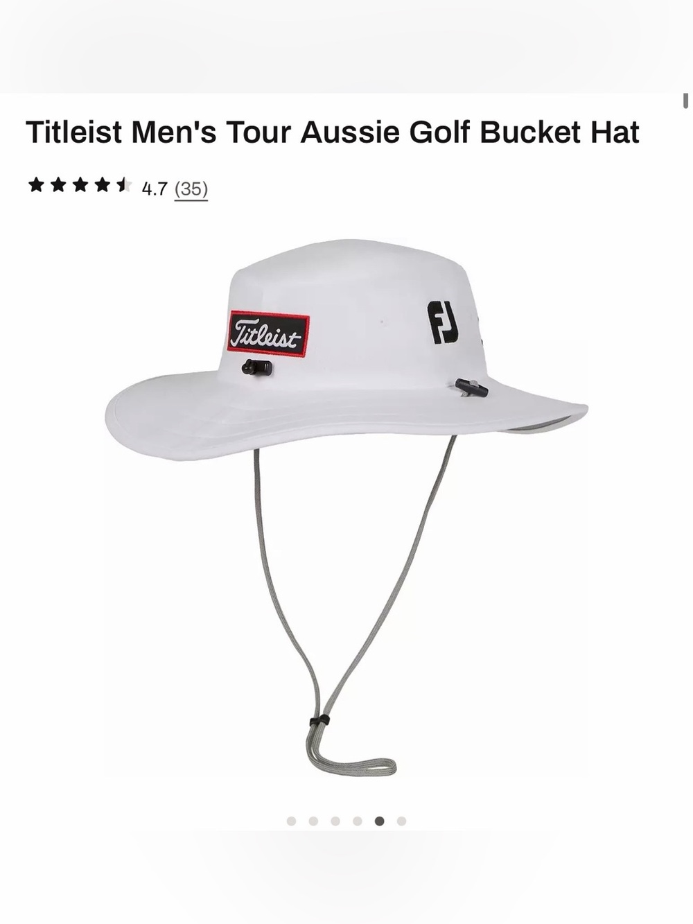 NWT - Titleist Men's Tour Aussie Golf Bucket Hat - White Black
